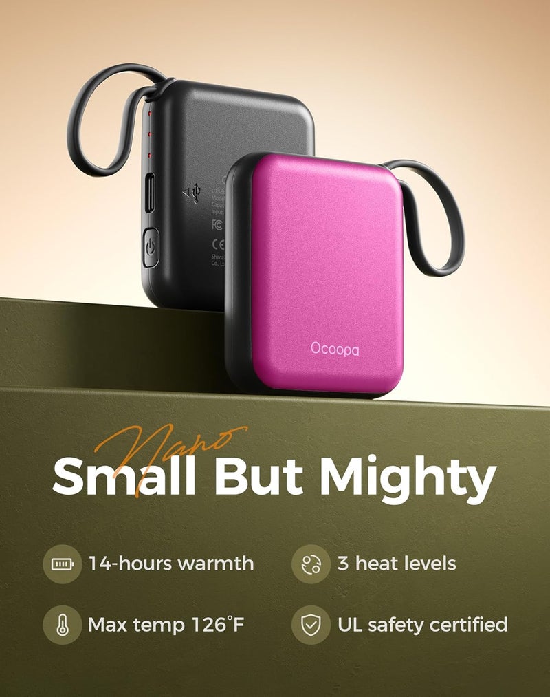 OCOOPA Hand Warmers Rechargeable UT5 Nano – Slim Electric Pocket Heater, Smart Temp Control, 14Hrs Battery, UL Safety, Artists in Bloom Design, Practical Gifts for Women, Christmas, Outdoor, Office - Image 3